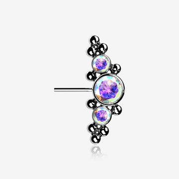 Implant Grade Titanium OneFit Threadless Sparkle Arc Bali Beads Front Facing Part-Aurora Borealis